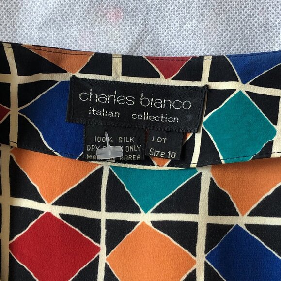 Vintage Charles Bianco 100% midi dress in geometric pattern - Picture 10 of 14